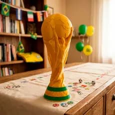 Troféu Taça da Copa do Mundo 2026 Decoração casa 27,5cm dourada