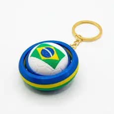 Chaveiro Brasil Spinner Copa Do Mundo Brasil - Bola Giratória Com Bandeira 3D Premium