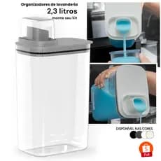 Dispenser Organizador de Lavanderia 2,3L Acrílico Porta Amaciante Sabão em Pó Sabonete Liquido