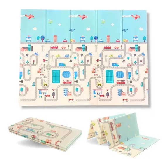 Tapete Infantil de Atividades Dupla Face Cidade Pista Tatame Térmico Emborrachado 180 x 120 x 1CM