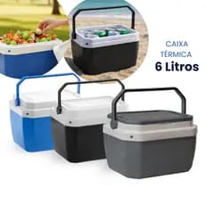 Caixa Térmica Cooler 6 Litros Com Alça Para Transporte e Tampa Porta Copo Para Praia Camping Piscina