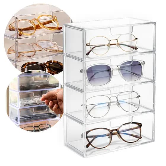 Porta Oculos Organizador Estojo de Escritórios Canetas Maquiagem 4 Divisórias Gavetas Acessorios