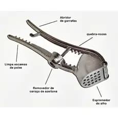 Espremedor de Alho Amassador Reforçado de aluminio 5 em 1