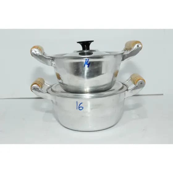 KIT PANELAS ALUMÍNIO BATIDO 2PÇS - TRADICIONAL, DURÁVEL, PRÁTICO - COZINHA ESSENCIAL 14,14 ALÇA DE MADEIRA
