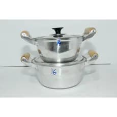 KIT PANELAS ALUMÍNIO BATIDO 2PÇS - TRADICIONAL, DURÁVEL, PRÁTICO - COZINHA ESSENCIAL 14,14 ALÇA DE MADEIRA