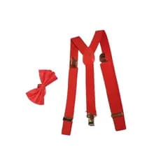 Suspensório e Gravata Adulto Vermelho  Personagem Cosplay Presente Acessório  Kit Promoção Especial