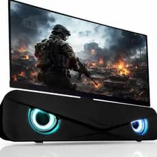 Caixa De Som Para PC P2 AUX Subwoofer Soundbar LED RGB Tv Computador Notebook
