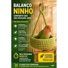 Balanço Ninho para aves Calopsitas, Ring Neck e outras do mesmo porte