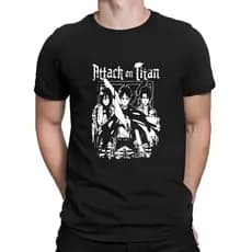Camiseta Algodão Penteado Fio 30.1, Básica Attack on Titan Masculina – Anime, Casual, Estampa de Qualidade, Confortável