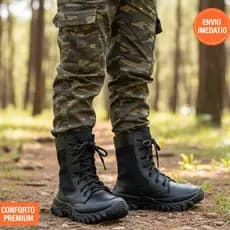 Bota Militar Infantil Coturno Tático Menino Menina Resistente Confortável Escola Aventura Lona Couro Envio Imediato