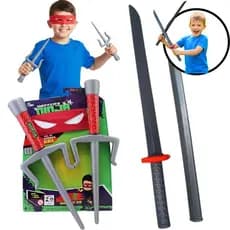 Espadas Ninja Katana Brinquedo Infantil + 2 Adagas C/ Faixa