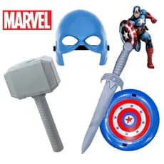 Espada Infantil C/ Escudo + Mascara + Martelo Trovão Brinquedo Heroi
