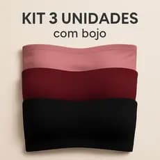 KIT 3 Top Fitness Feminino Cropped Faixa Sutiã Tomara Que Caia  COM BOJO