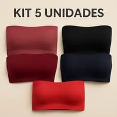 KIT 5 Top Fitness Feminino Cropped Faixa Sutiã Tomara Que Caia SEM BOJO