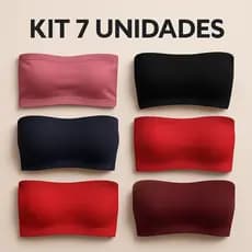 KIT 7 Top Fitness Feminino Cropped Faixa Sutiã Tomara Que Caia SEM BOJO