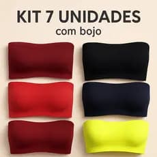 KIT 7 Top Fitness Feminino Cropped Faixa Sutiã Tomara Que Caia  COM BOJO