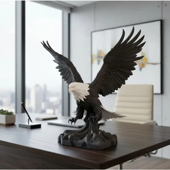 Estatueta Decorativa Águia Liderança Escritório Estante Rack Mesa Luxo
