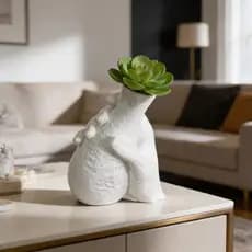 Vaso Cachepot Decoração Mão Vertical Minimalista Planta Luxo