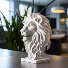 Estatueta Busto Leão Decoração Escritório Luxo Enfeite Estante Mesa Hack