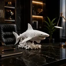 Estatueta Escultura Tubarão Shark Decoração Luxo Sala Escritório Mesa