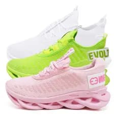 Kit com 3 Tênis Esportivo Feminino Sola Trança Moderno Confortável e Leve Treino Gym