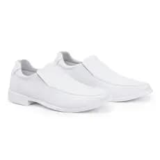 Sapato Masculino Branco Calce Fácil Área Da Saúde Enfermagem Elegante e Confortavel