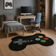 Tapete Pelúcia  Controle Vídeo Game  Preto para Quarto Menino Menina Antiderrapante