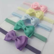 Kit 5 Faixas/Tiaras de cabelo para bebê Laço Gravatinha Duplo