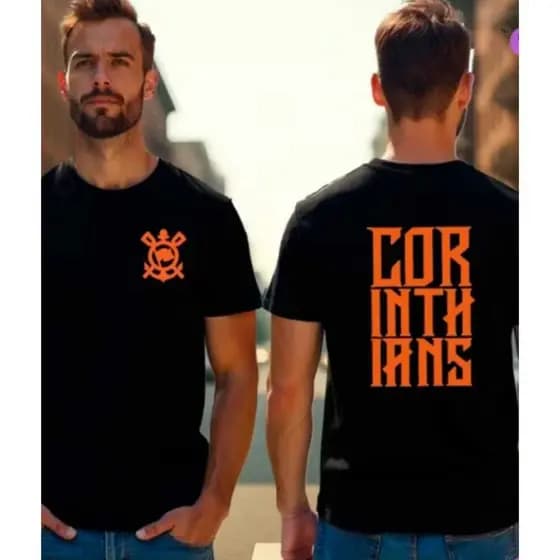 Camisa Camiseta Unissex Corinthians Lançamento Time Futebol Timão Laranja 100% Algodão Premium  Adulto