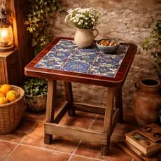 Mesa Dobravel Madeira Azulejo Português Adesivada Bistrô
