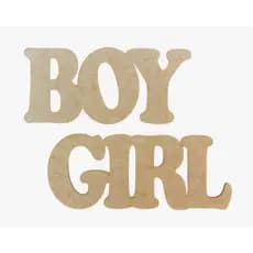 Letreiro Girl E Boy Em Mdf Crú Chá Revelação Painel Decoração Festa