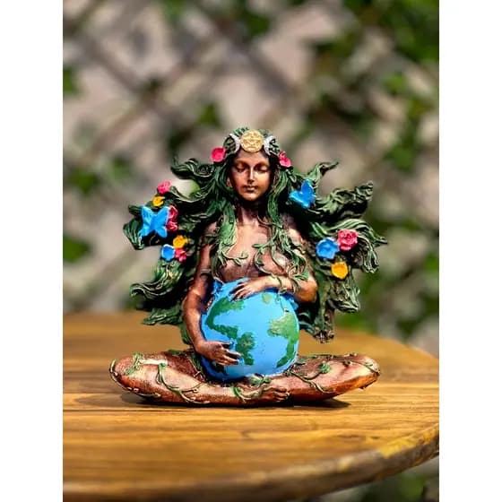 Enfeite Decorativo Estatueta Gaia Mãe Terra Natureza Em Resina