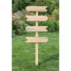 Placa de Jardim Decorativa com Setas em Madeira Pinus Natural Para Personalizar