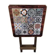 Mesa Dobravel Madeira Azulejo Português Quadrada Decoração Área Gourmet