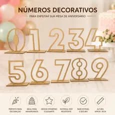 Kit Números do 0 ao 9 Decoração de Mesa Festas e Eventos Em Mdf Crú