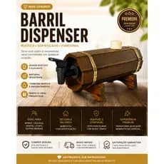 Pingometro Barril Dispenser De Bebidas Rústico Madeira Torneira Bar Gourmet Decoração Premium