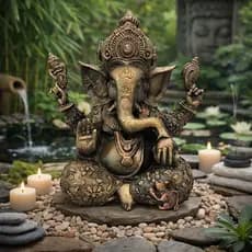 Ganesha Grande Deus Da Fortuna Intelecto Prosperidade Feng Shui Em Resina