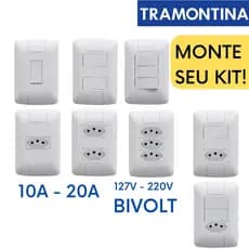 Tomada interruptor tramontina aria 10a 20a simples 4x2 TOMADAS 10a 20a LINHA ARIA MONTE SEU KIT tramontina interruptor