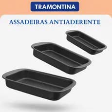Assadeira conjunto 3 peças retangulares tramontina antiaderente
