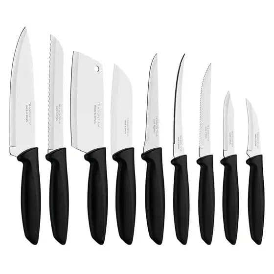 Jogo de facas tramontina 9 peças plenus laminas de aço inox kit de facas