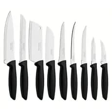 Jogo de facas tramontina 9 peças plenus laminas de aço inox kit de facas