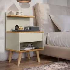 Mesa De Cabeceira 1 Gaveta Criado Para Quarto Decoração Com prateleira modelo SLEEP