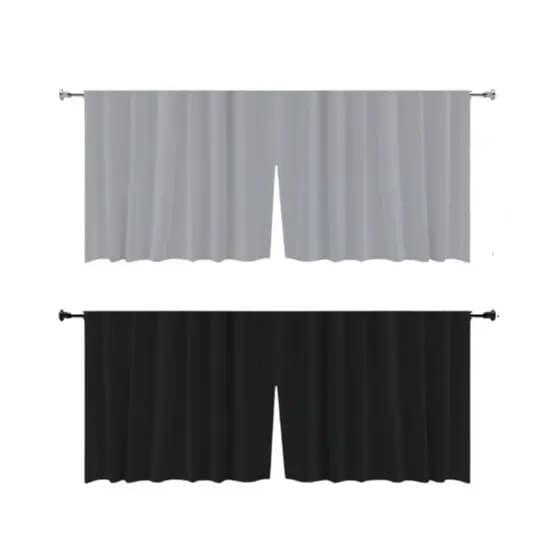 Kit 2 Cortinas Para Pia De Cozinha Balcão Blackout Lisa 1,38x80cm