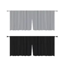 Kit 2 Cortinas Para Pia De Cozinha Balcão Blackout Lisa 1,38x80cm