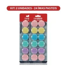 Kit 24 Imas de Geladeira Tons Pasteis Redondo Colorido Organizador Mural Fotos Decoracao Estetica Candy Color Luxo 3cm