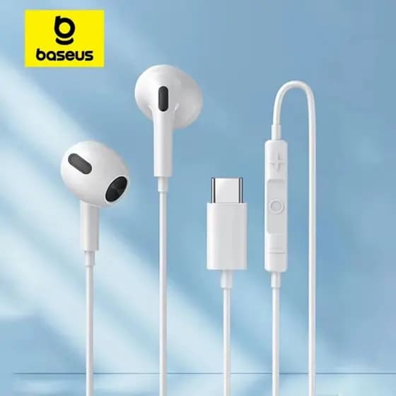 Fone De Ouvido Tipo C Baseus C17 Intra-Auricular Com Microfone Para Samsung S20 S21 S22 Xiaom - Pronta Entrega