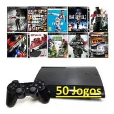 Playstation 3 Ps3 Super Slim + 50 Jogos + 2 Controles