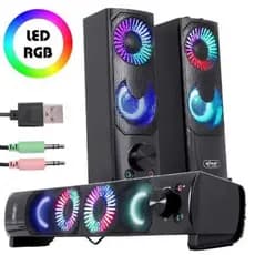 Caixa De Som Mini Knup kp 6040 com Led RGB Para Pc E Notebooks Soundbar Gamer