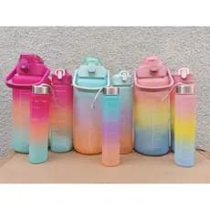 kit com 3 Garrafa Academia Treino Squeze Colorida 750 ml/ 2litros/ 300 ml