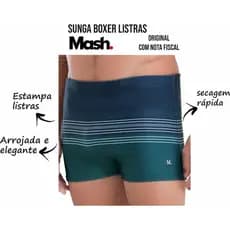 Sunga Boxer Mash estampa listras praia piscina natação